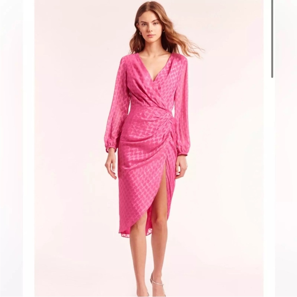 Amanda Uprichard Roma women’s small roseberry pink wrap dress side slit midi
